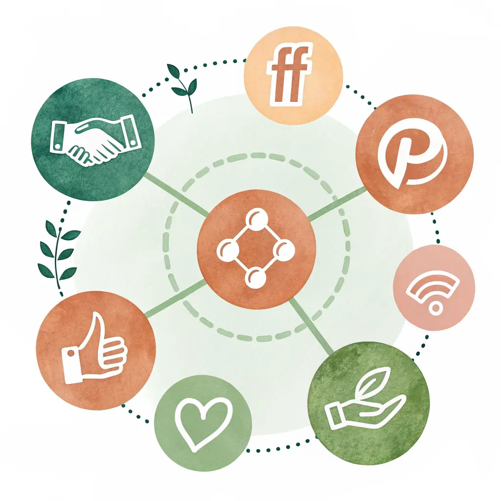 Watercolor icon representing Social Media